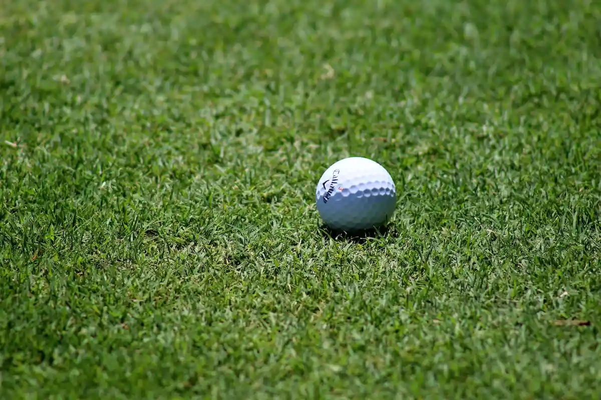 A golf ball on the fairway at Rockley Golf Course, Barbados.